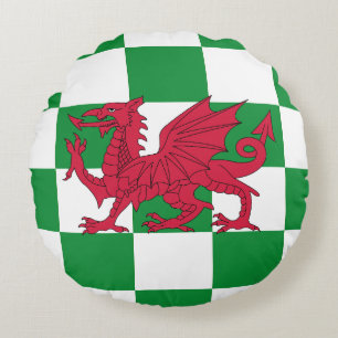 Mystieke Rode Keltische Drakenvlag van Wales Rond Kussen
