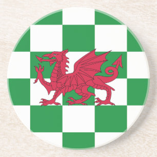 Mystieke Rode Keltische Drakenvlag van Wales Zandsteen Onderzetter
