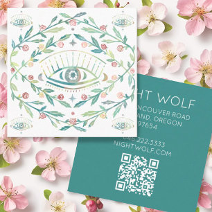 Mystieke Rozen Wijnstokken Magische Boho QR-code Vierkante Visitekaartje