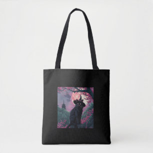 Mystieke Sakura Black Cat Witch Pet voor Halloween Draagtas