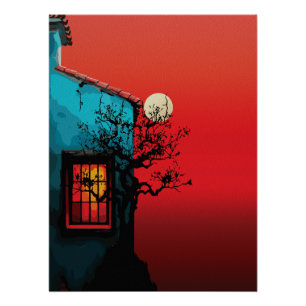 Mystieke schemering raam scène perfect poster