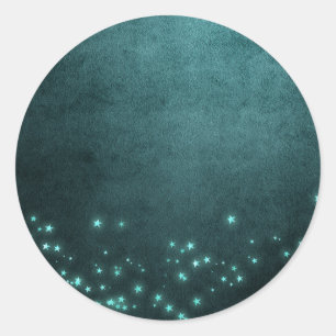 Mystieke schemering sterren   Diepe teal groene ne Ronde Sticker