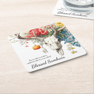 Mystieke seizoenen   Samhain Witchy Design Vierkante Kartonnen Onderzetter