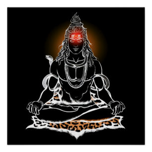 Mystieke Shiva Meditatie: Goddelijke lijnkunst Perfect Poster
