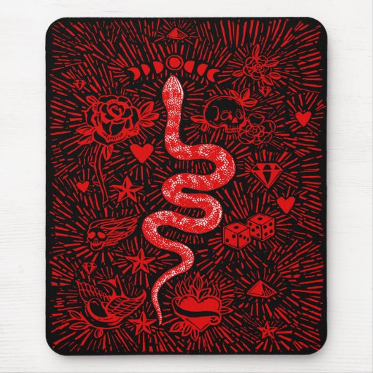 Mystieke Slang Red Mousepad Muismat (Voorkant)