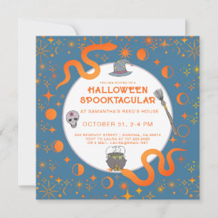 Mystieke Slangen Heks Halloween Spetterende Feest Kaart