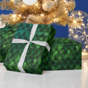 Mystieke Smaragd Fantasie Groen Draak Schub Patroo Cadeaupapier