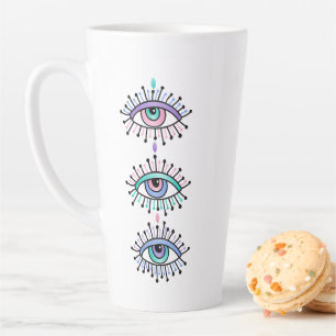 Mystieke Spirituele Ogen - Derde Oogmotief op wit Latte Mok