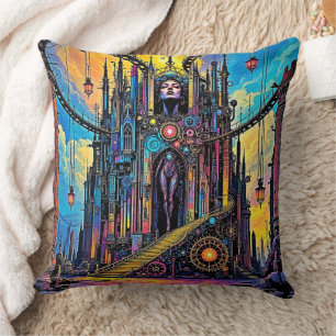 Mystieke Steampunk kathedraal Kussen