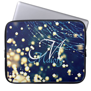 Mystieke sterren Monogram glans gepersonaliseerd Laptop Sleeve