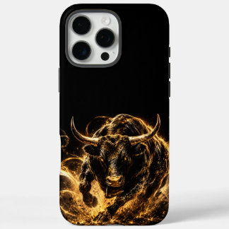 Mystieke Stier van Vuur Zwart&Goud Telefoon Hoes