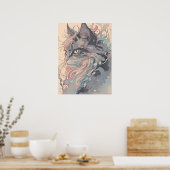 Mystieke stijl kat kunst poster (Keuken)