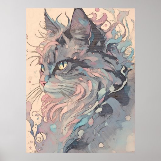 Mystieke stijl kat kunst poster (Voorkant)