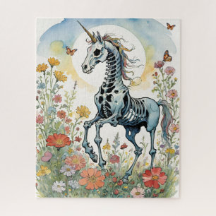 Mystieke Sunrise Unicorn Skeleton Floral Legpuzzel