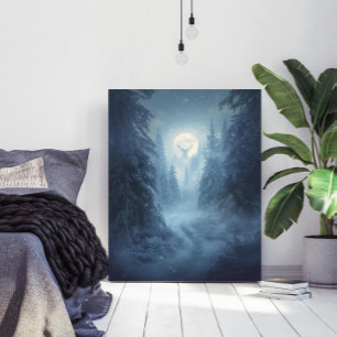 Mystieke Surrealistische Besneeuwde Bos Kunstprint Poster