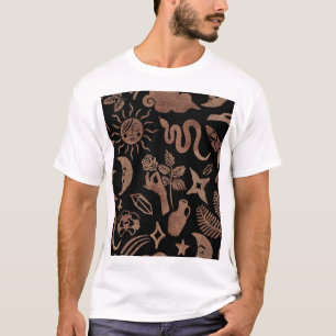 Mystieke symbolen: slang, zon, maan. t-shirt