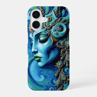 Mystieke Teal & Gouden Fantasie Godin Elegant iPhone 16 Hoesje