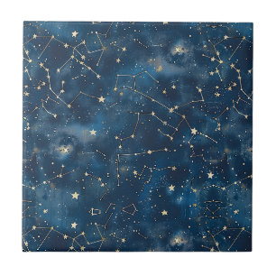 Mystieke Teal Gouden Kosmische Sterren Nevel Tegeltje
