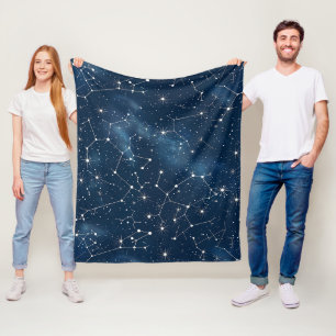 Mystieke Teal Witte Kosmische Sterren Nevel Fleece Deken