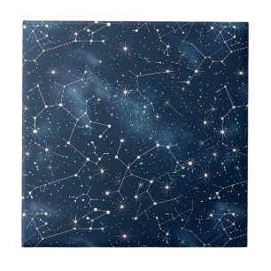 Mystieke Teal Witte Kosmische Sterren Nevel Tegeltje
