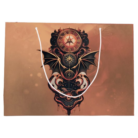 Mystieke tijdreizen met vleugels, steampunk horlog groot cadeauzakje (Achterkant)