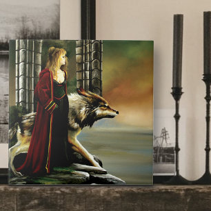 Mystieke Tovenares Wolf Bewaker Steen Portaal Tegeltje