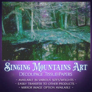 Mystieke Twilight Forest Reflection Pond Decoupage Tissuepapier
