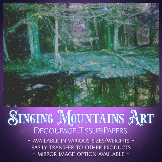Mystieke Twilight Forest Reflection Pond Decoupage Tissuepapier