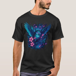 Mystieke Uil Fantasy Neon Art T-shirt