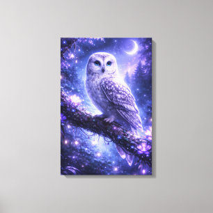 Mystieke uil in een betoverd bos canvas afdruk