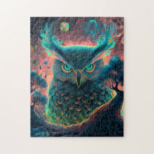 Mystieke Uil Psychedelische Puzzel Spirituele Di