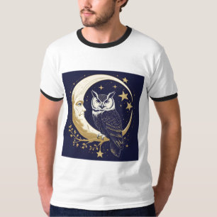 Mystieke Uil Wasse Maans Hemels Grafisch T-Shirt