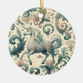 Mystieke Victoriaans Eenhoorns: Betoverde Bloemen Keramisch Ornament