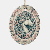 Mystieke Victoriaans Eenhoorns: Betoverde Bloemen Keramisch Ornament (Rechts)