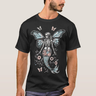 Mystieke Vlinder Vleugel Skelet Zeemeermin T-shirt