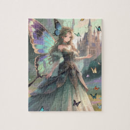 Mystieke vlinderfee in een betoverde tuin legpuzzel