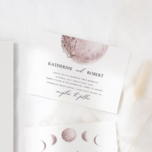 Mystieke Volle Maan Blush Roze Bruiloft Kaart