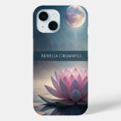 Mystieke Volle Maan Lotus met Aangepaste Naam Case-Mate iPhone Case (Achterkant)