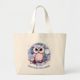 Mystieke Volle Maan – Pastel Paarse Nacht Hemel - Grote Tote Bag
