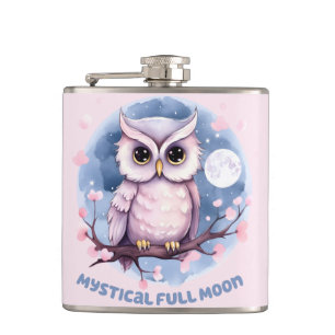 Mystieke Volle Maan – Pastel Paarse Nacht Hemel - Heupfles