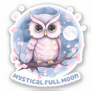 Mystieke Volle Maan – Pastel Paarse Nacht Hemel - Sticker