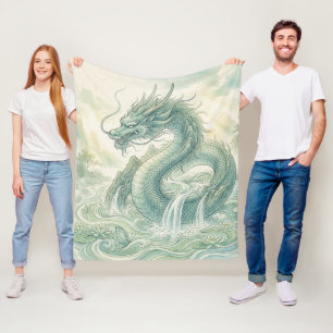 Mystieke Vos Draak Waterverf Kunst (2) Fleece Deken
