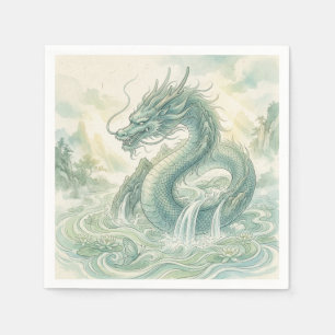 Mystieke Vos Draak Waterverf Kunst (2) Servet