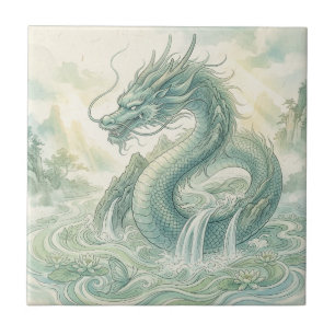 Mystieke Vos Draak Waterverf Kunst (2) Tegeltje