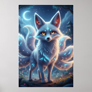 Mystieke Vossen Geest – Fantasie Nacht Poster Kuns