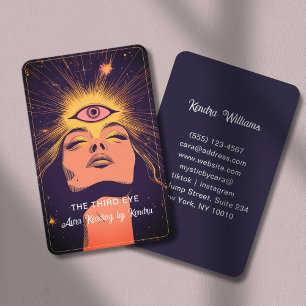 Mystieke Vrouw Oog Donkerblauw Goud Visitekaartje