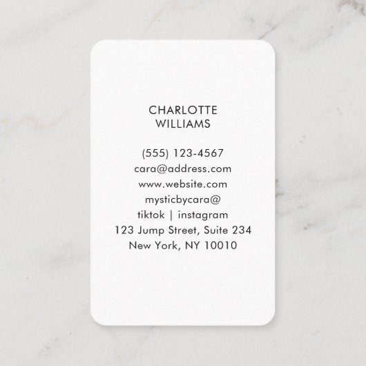 Mystieke waterval visitekaartje (Achterkant)