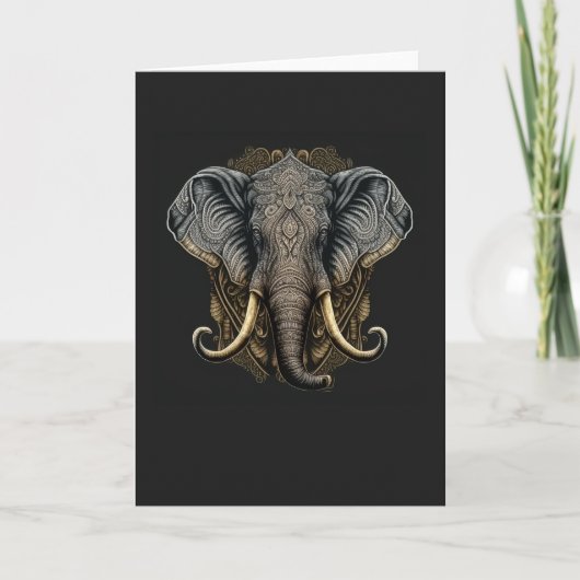 Mystieke Waterverf Elephant Note Kaart (Voorkant)