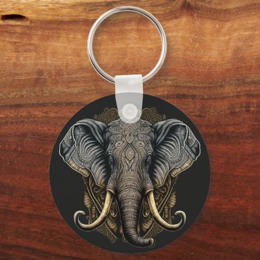 Mystieke Waterverf Elephant Sleutelhanger (Voorkant)