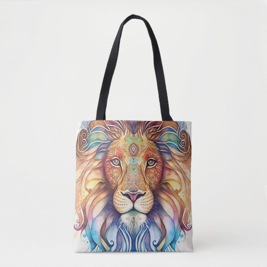 Mystieke Waterverf Lion Canvas tas (Voorkant)
